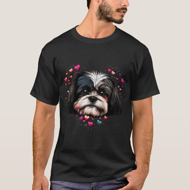 Shih Tzu Love Heart For Valentines Day On Shih Tzu T-Shirt (Front)