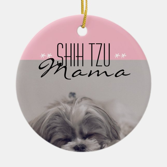Shih Tzu Mama Ornament for Dog Moms (Front)