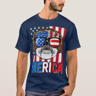 Shih Tzu Merica 4th of July Dog American Puppy Pat T-Shirt