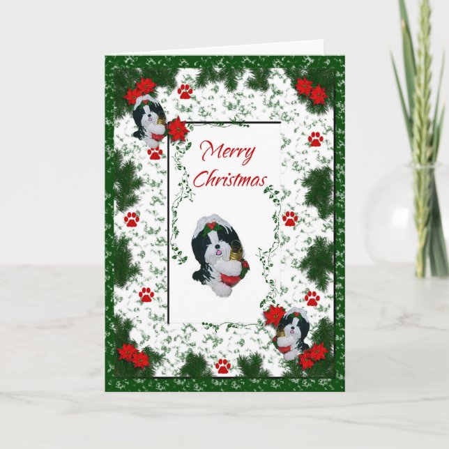Shih Tzu Merry Christmas Holiday Card (Front)