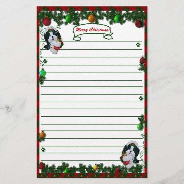 Shih Tzu Merry Christmas Stationary! Stationery (Front)
