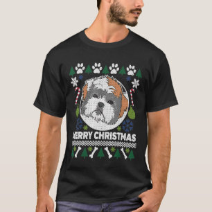 Shih Tzu Merry Christmas Ugly Xmas Dog Paws T-Shirt