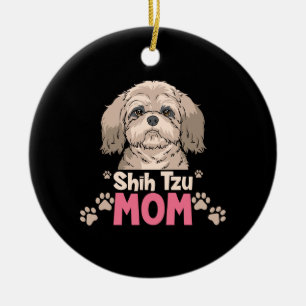 Shih Tzu Mom Ceramic Ornament
