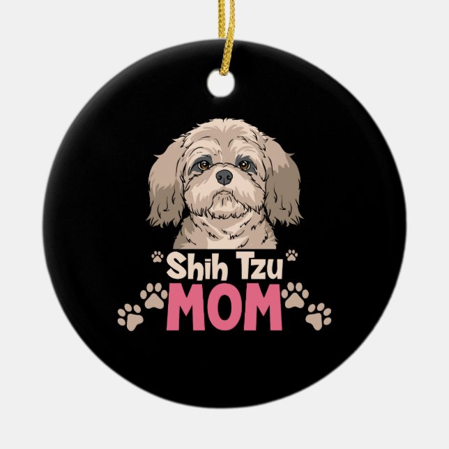 Shih Tzu Mom Ceramic Ornament (Front)