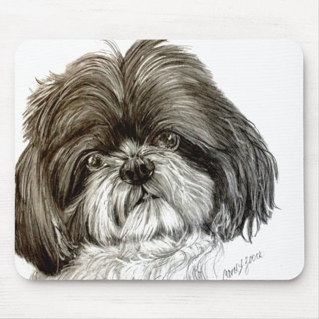 Shih Tzu mousepad featuring artwork by Carol Zeock (Front)