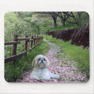 Shih Tzu Mousepad Purple Flowers