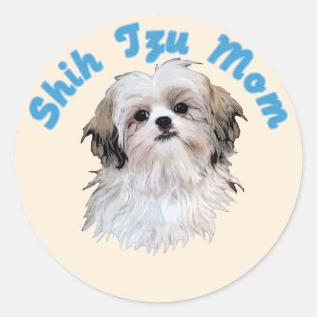 Shih Tzu Mum Classic Round Sticker (Front)