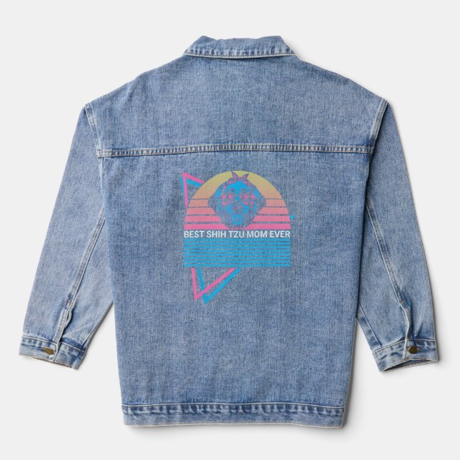 Shih Tzu Mum Ever Dog  Denim Jacket (Back)