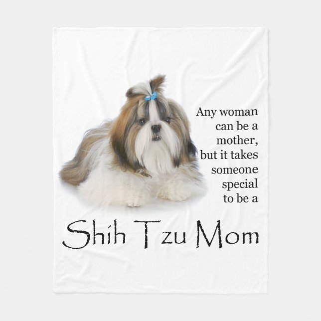 Shih Tzu Mum Fleece Blanket (Front)