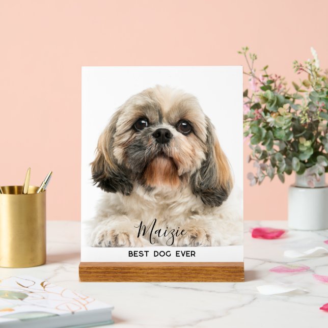 Shih Tzu Mum Personalised Pet Dog Photo Acrylic Sign (Wedding)