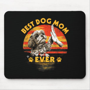 Shih tzu mum retro sunset funny dog mother's day mouse pad