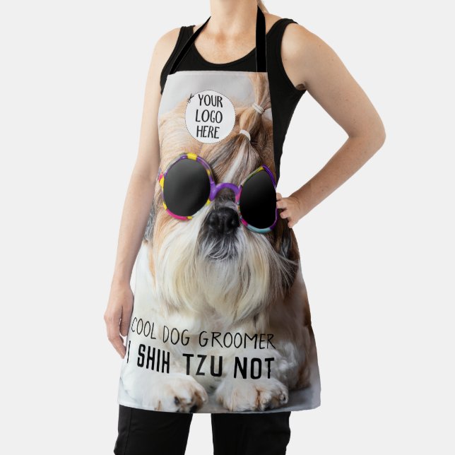 Shih Tzu Not Cool dog Groomer Custom text logo Apron (Insitu)