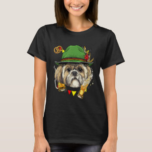 Shih Tzu Oktoberfest Dog Lover Lederhosen Beer Fes T-Shirt
