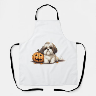 Shih Tzu on the theme of halloween Day  Apron