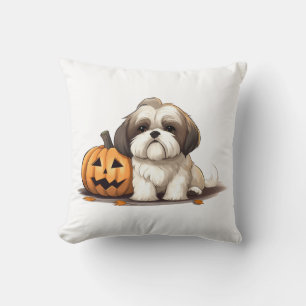 Shih Tzu on the theme of halloween Day Cushion