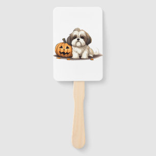 Shih Tzu on the theme of halloween Day Hand Fan