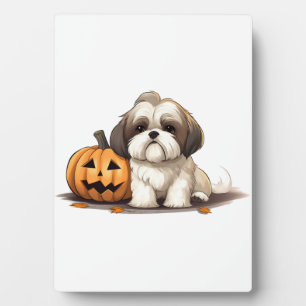 Shih Tzu on the theme of halloween Day Plaque
