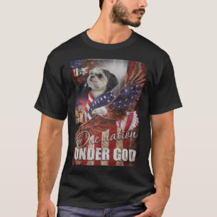 Shih Tzu One Nation Under God Flag Cross Shih Tzu T-Shirt