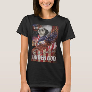 Shih Tzu One Nation Under God Flag Cross Shih Tzu T-Shirt