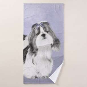 Shih Tzu Painting - Cute Original Dog Art Bath Towel Set