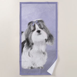 Shih Tzu Painting - Cute Original Dog Art Beach Towel