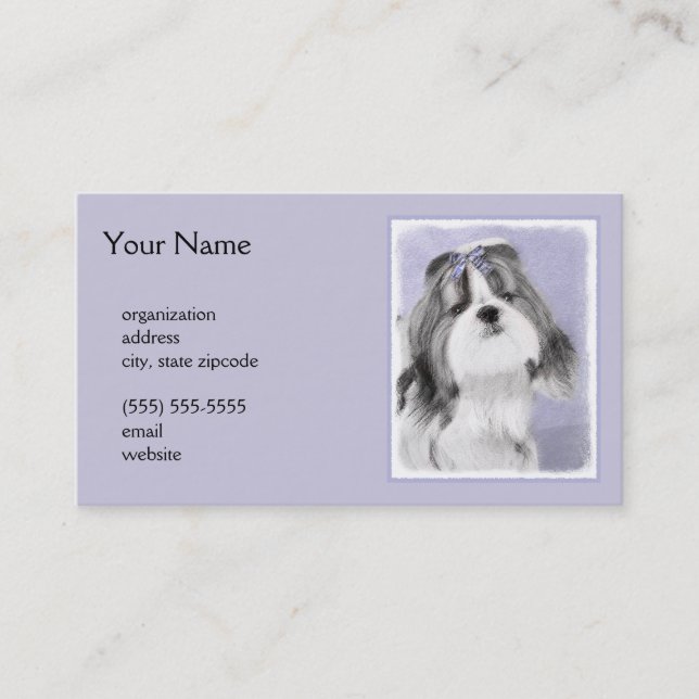 Shih Tzu Painting - Cute Original Dog Art Business Card (Front)