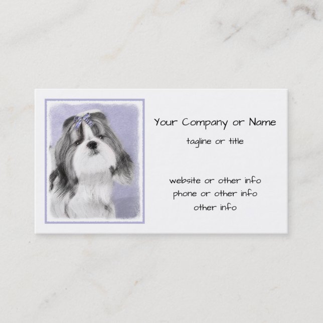 Shih Tzu Painting - Cute Original Dog Art Business Card (Front)