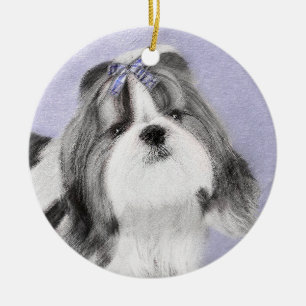 Shih Tzu Painting - Cute Original Dog Art Ceramic Ornament