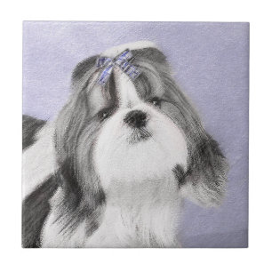 Shih Tzu Painting - Cute Original Dog Art Ceramic Tile