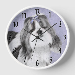 Shih Tzu Painting - Cute Original Dog Art Clock