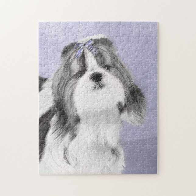 Shih Tzu Painting - Cute Original Dog Art Jigsaw Puzzle (Vertical)