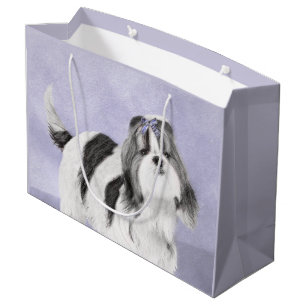 Shih Tzu Painting - Cute Original Dog Art Large Gift Bag