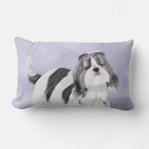 Shih Tzu Painting - Cute Original Dog Art Lumbar Cushion