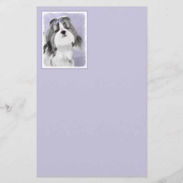 Shih Tzu Painting - Cute Original Dog Art Stationery (Front)