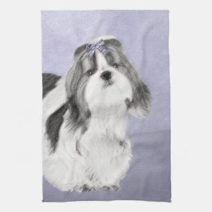 Shih Tzu Painting - Cute Original Dog Art Tea Towel