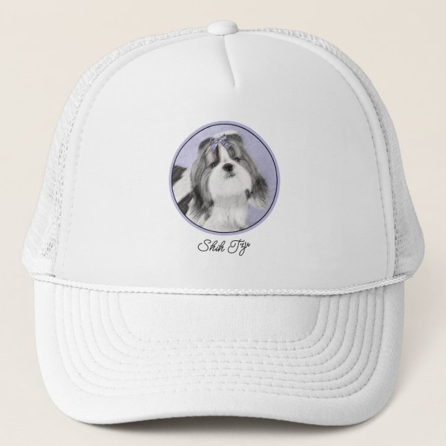 Shih Tzu Painting - Cute Original Dog Art Trucker Hat (Front)