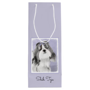Shih Tzu Painting - Cute Original Dog Art Wine Gift Bag