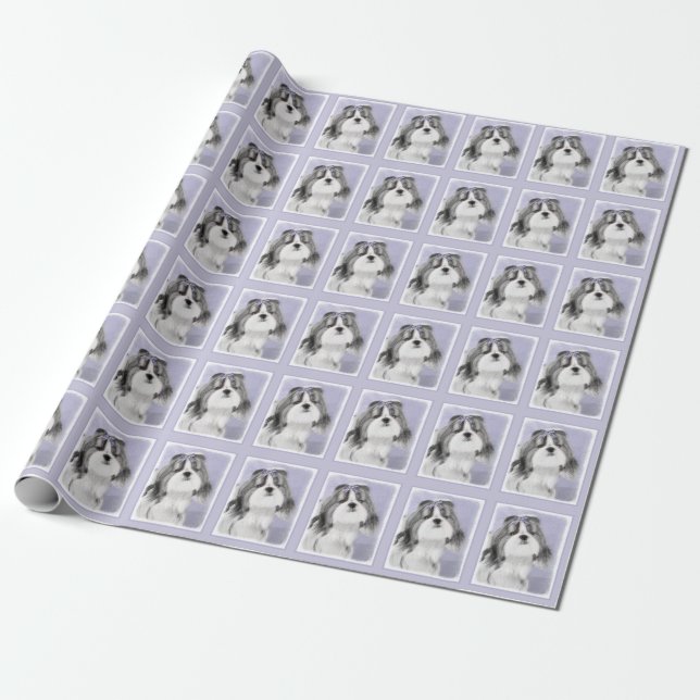 Shih Tzu Painting - Cute Original Dog Art Wrapping Paper (Unrolled)