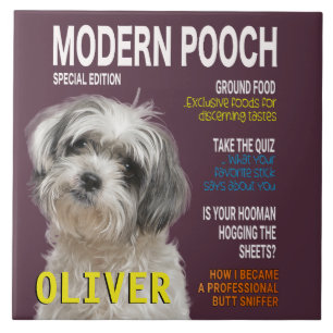 Shih Tzu Parody Magazine Cover Ceramic Tile
