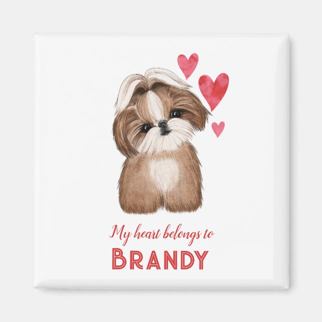 Shih Tzu Personalised My Hearts Belongs To Magnet (Front)