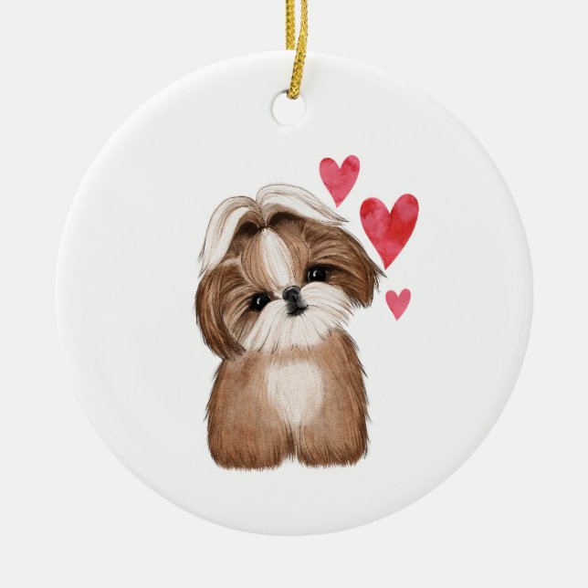 Shih Tzu Personalised with Name Year Ceramic Ornament (Front)
