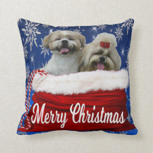 Shih tzu Pillow Christmas