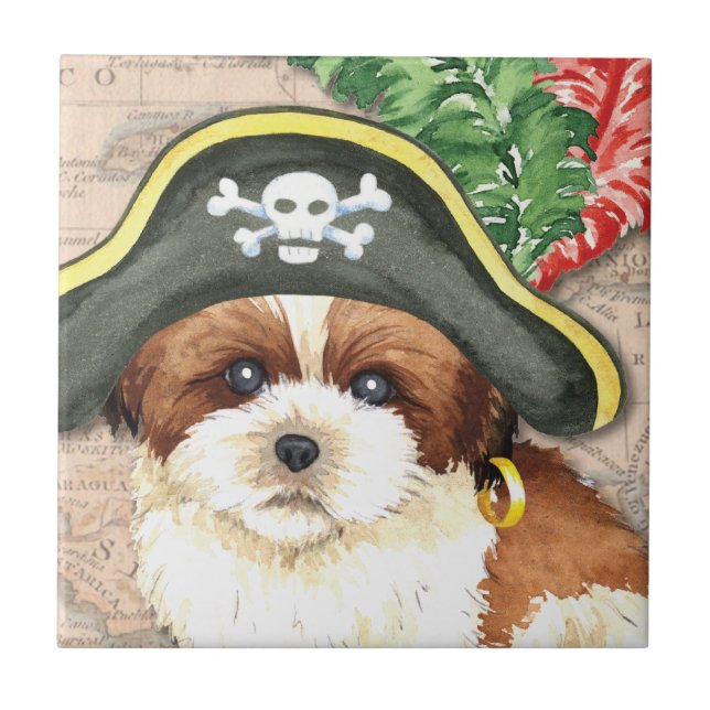 Shih Tzu Pirate Ceramic Tile (Front)