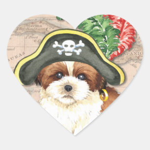 Shih Tzu Pirate Heart Sticker