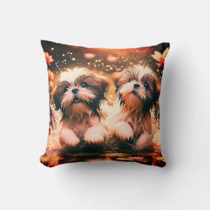 "Shih Tzu Pond Play" Cushion