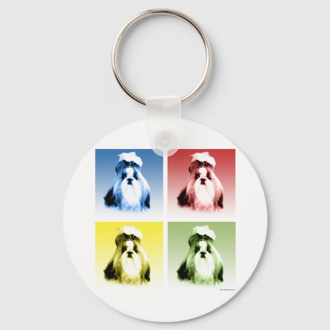 Shih Tzu Pop Art Key Ring (Front)