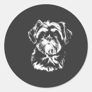 Shih Tzu Portrait Minimalist Apparel Classic Round Sticker