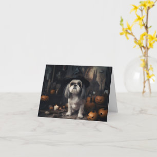 Shih Tzu Pumpkins Halloween Scary  Card