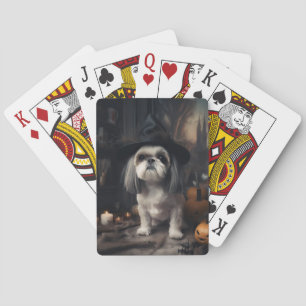 Shih Tzu Pumpkins Halloween Scary Playing Cards