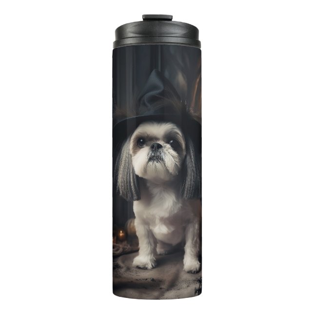 Shih Tzu Pumpkins Halloween Scary  Thermal Tumbler (Front)